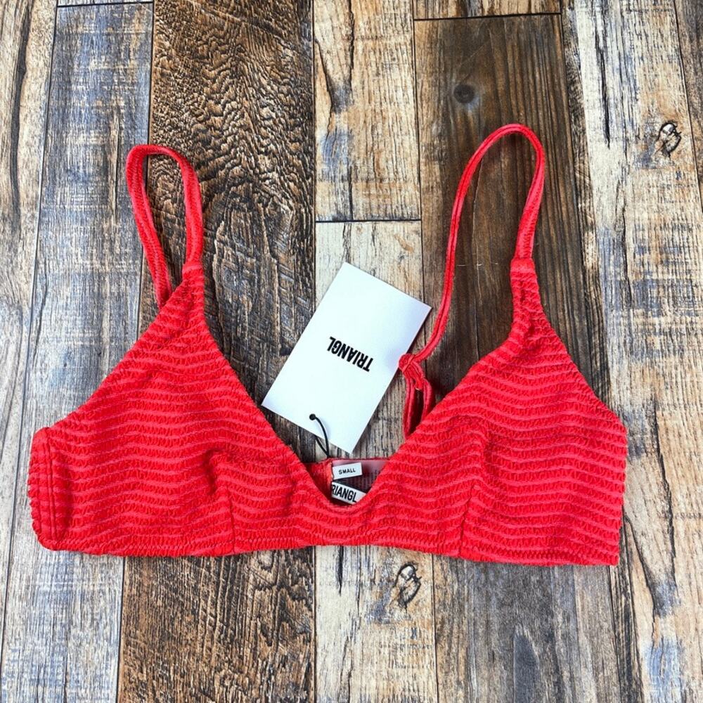 Triangl Women's Small Maia Mato Red Terry Towelling Scoop Bikini Set w/ Case